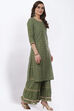 Olive Green Art Silk Straight Suit Set image number 2